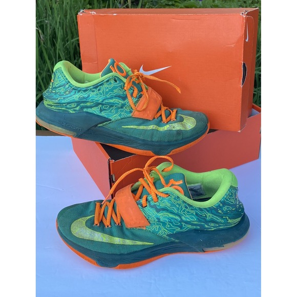 NIKE 653996-303 KD VII 7 WEATHERMAN EMERALD GREEN ORANGE Size 11.5